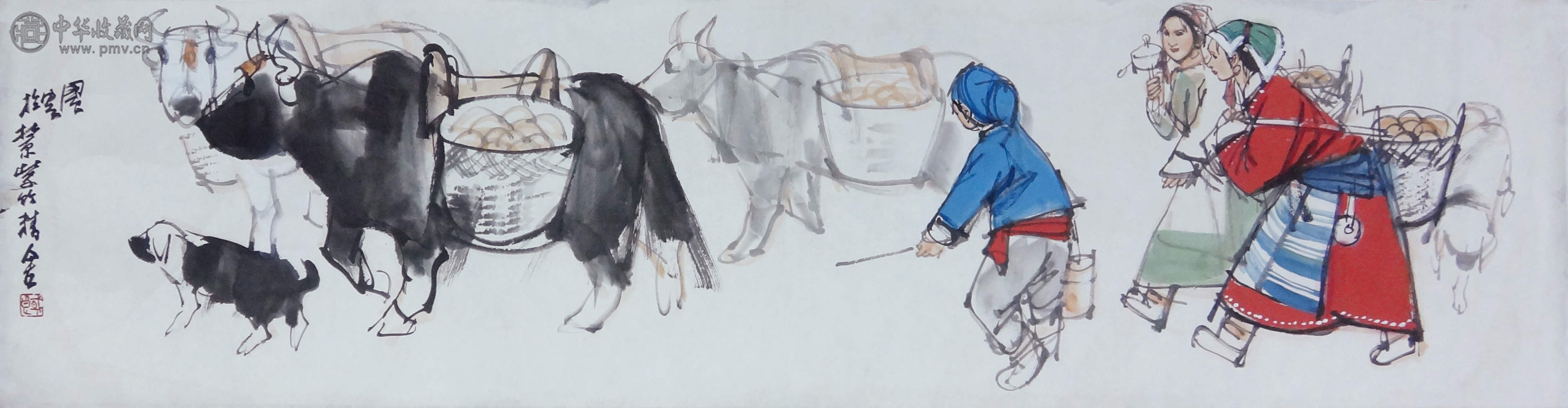 史国良  《赶集图》 130x33cm