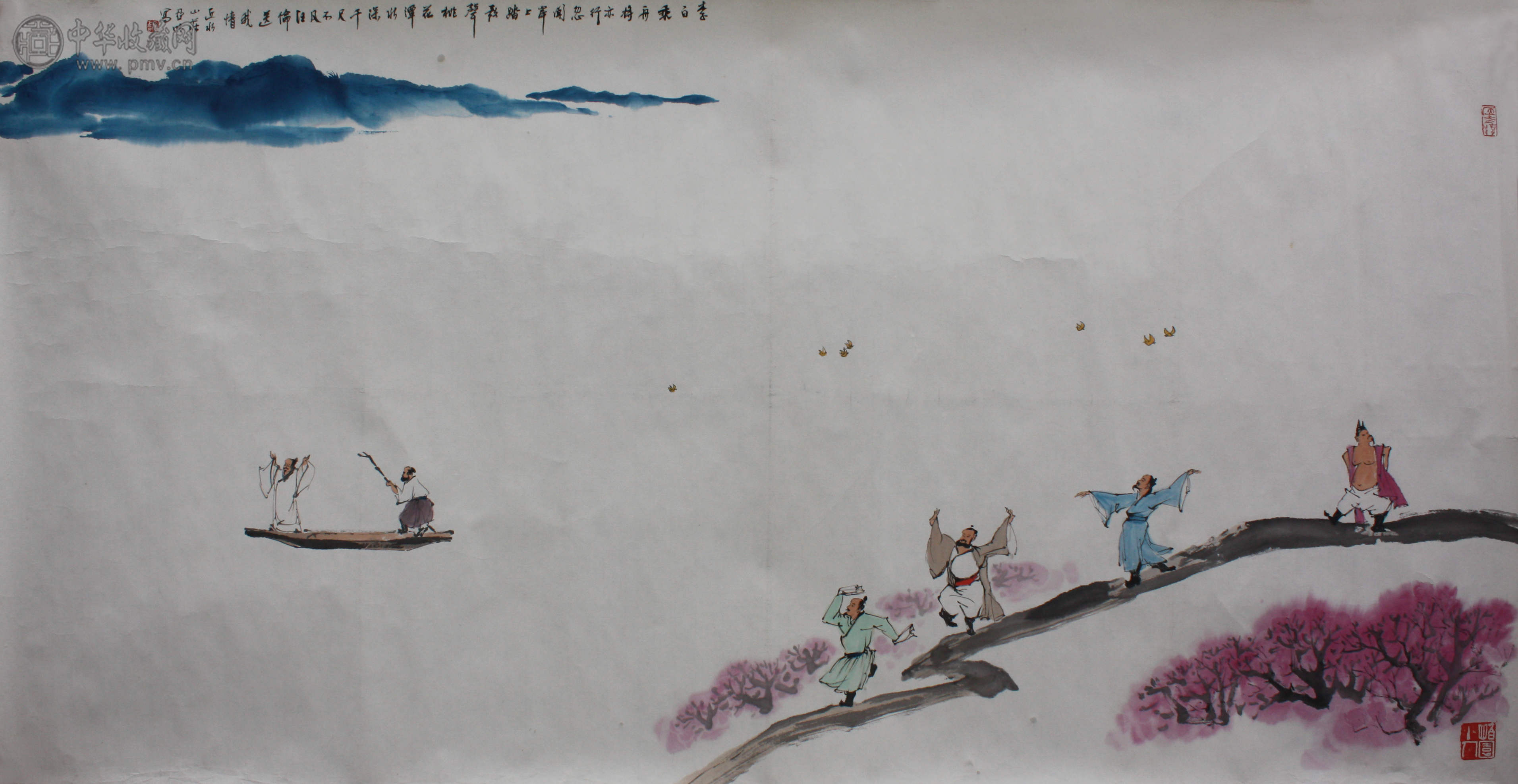 亚明 《李白乘舟亦行图》  136x68cm