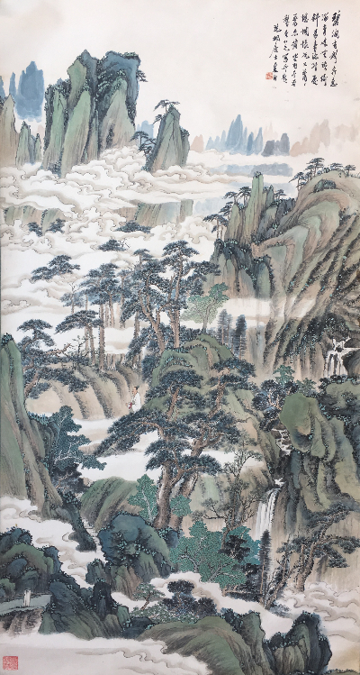 汪釆白  青绿黄山图  137x68cm