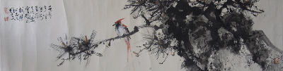 黎雄才  花鸟  35x137cm