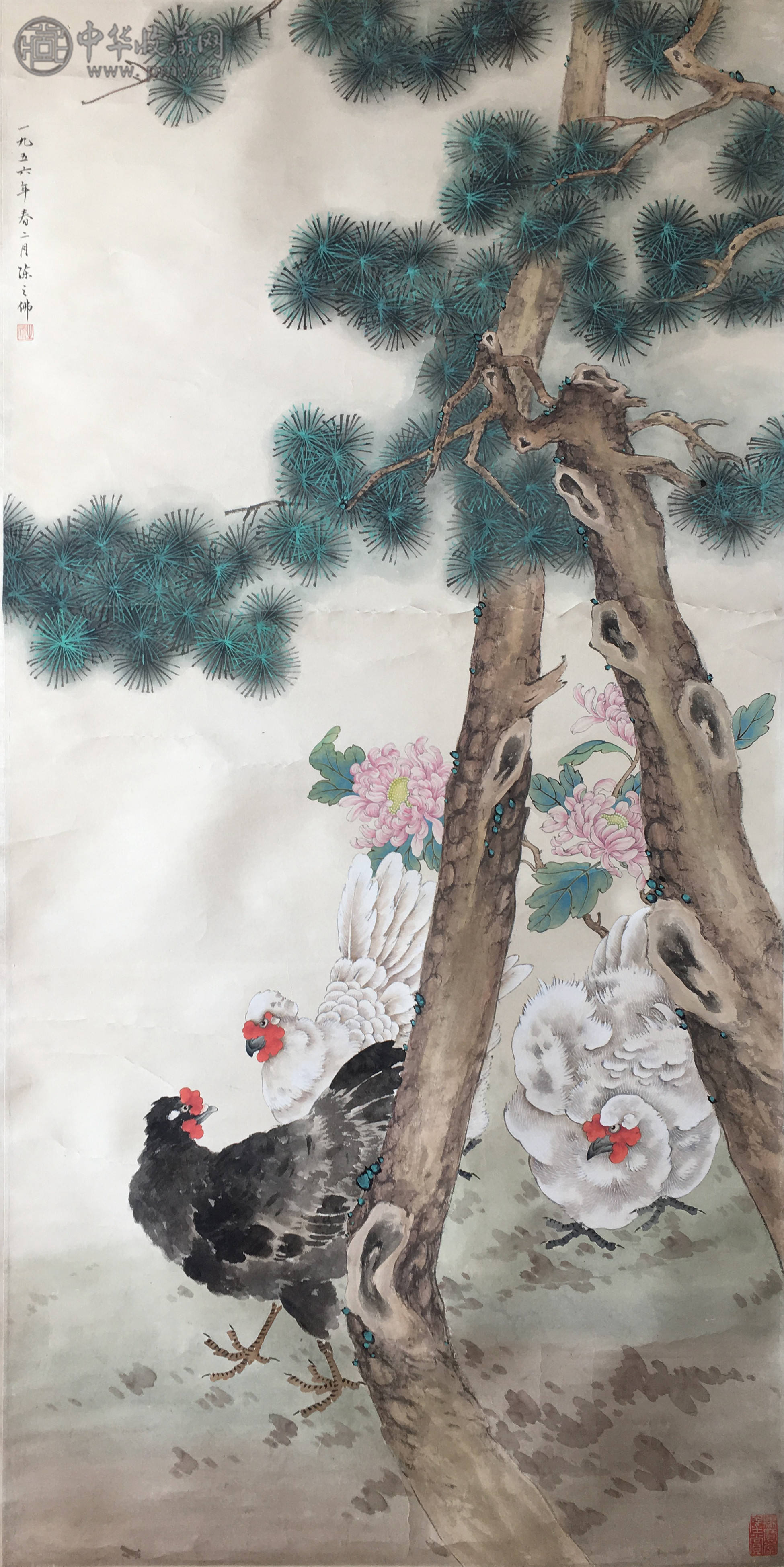 陈之佛  《三公图》  136x68cm