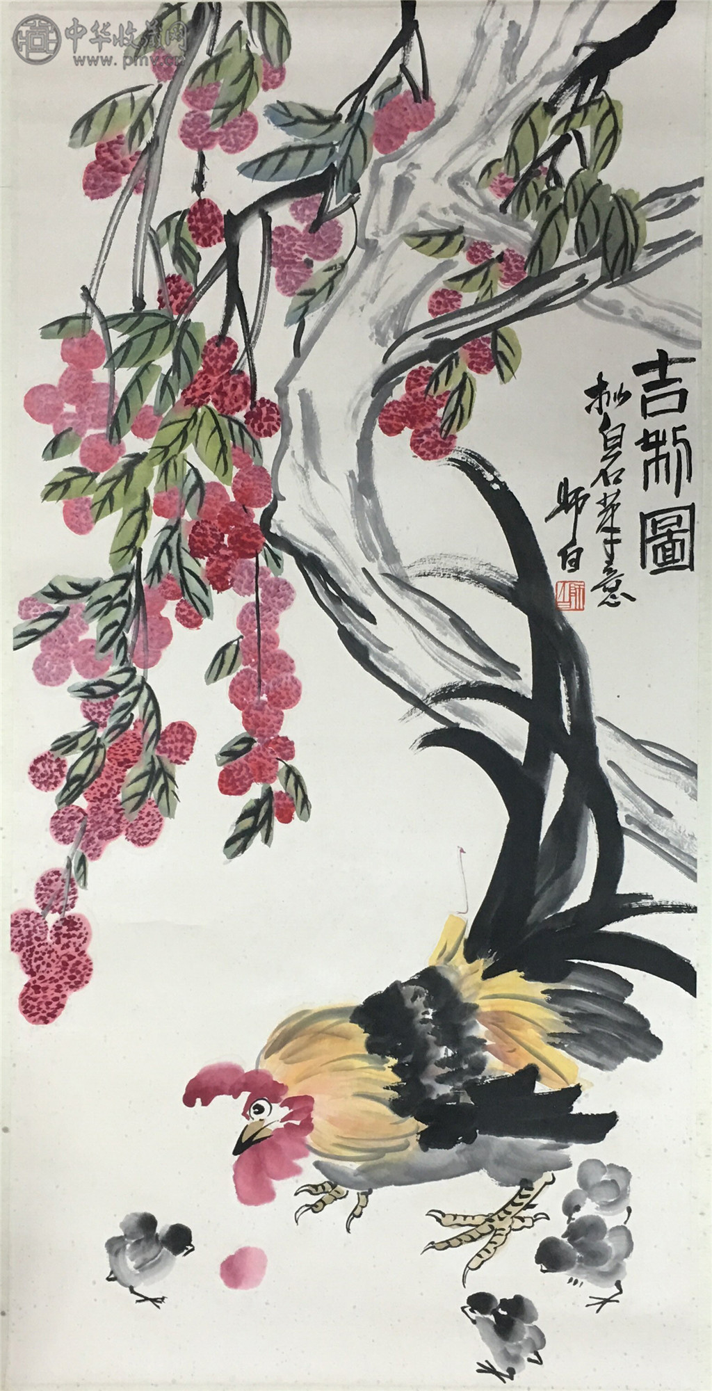 娄师白 《吉利雄鸡图》 98x49cm