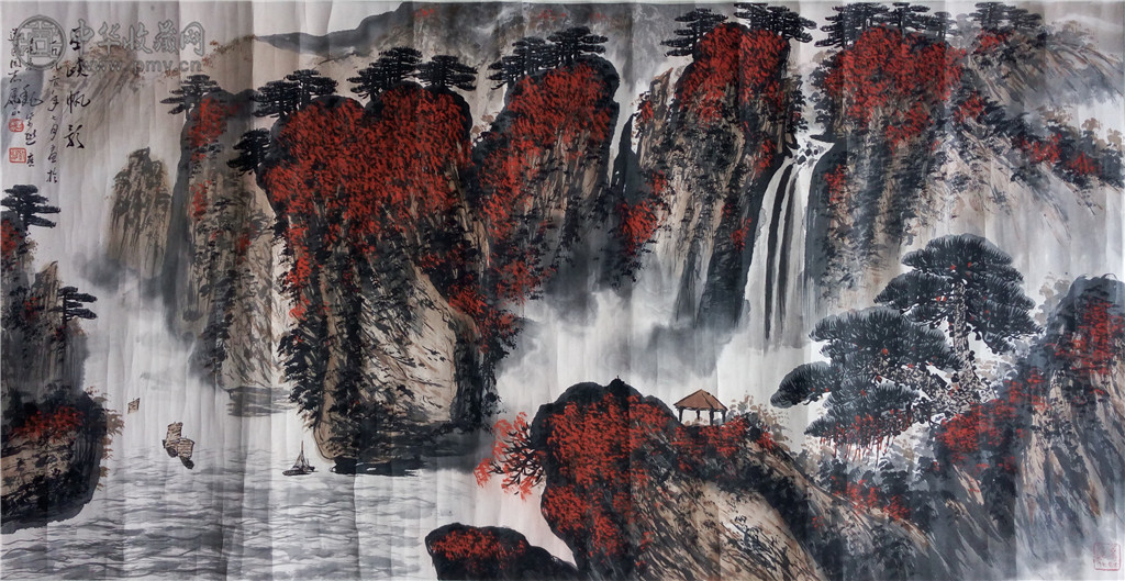 魏紫熙  《巫峡帆影图》  68x136cm