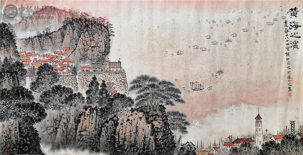 钱松岩《黄海之滨图》136X68cm