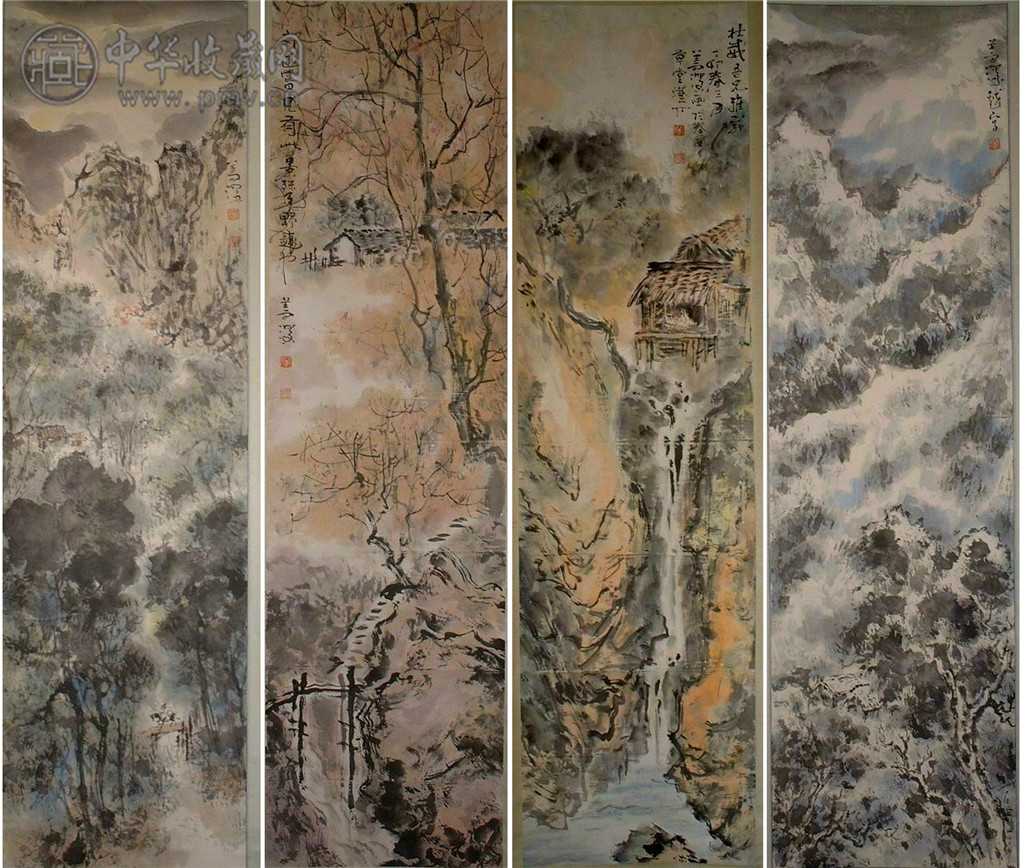 杨善深 《山水四季》 150X40cmx4